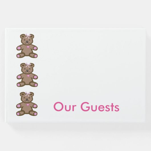 Roze teddyberen rand gastenboek (Voorkant)