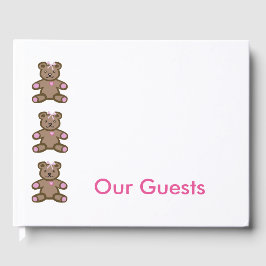 Roze teddyberen rand gastenboek