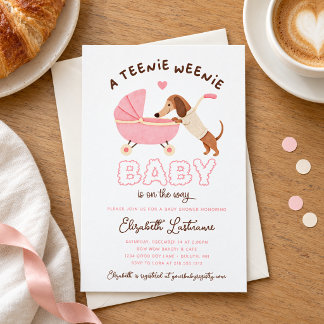 Roze Teenie Weenie Dachshund Meisje Baby Shower Kaart