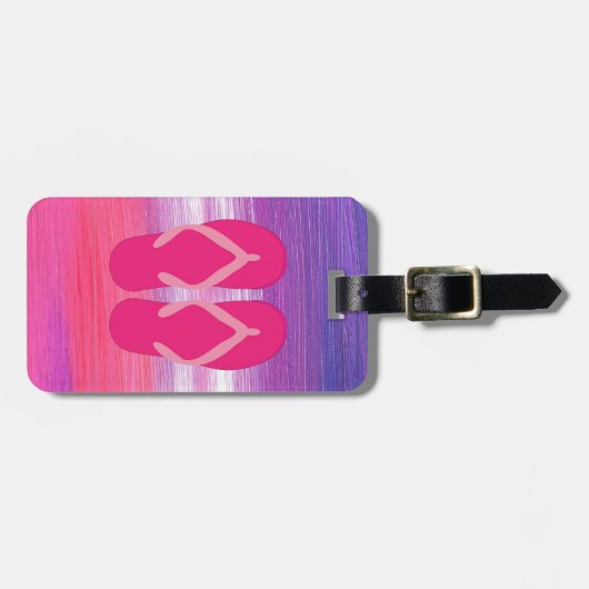 Roze Teenslippers Bagagelabel (Voorkant horizontaal)