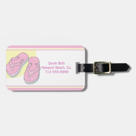 Roze Teenslippers Bagagelabel (Voorkant horizontaal)