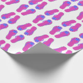 roze teenslippers met blauwe bloem cadeaupapier (Hoek)