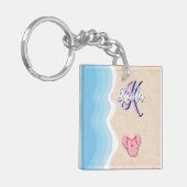 Roze Teenslippers op de strand Sleutelhanger (Voorkant Links)