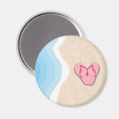 Roze Teenslippers op de strandmagneet Magneet (Voorkant / Achterkant)