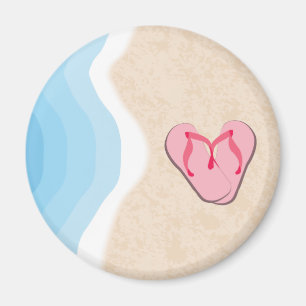 Roze Teenslippers op de strandmagneet Magneet