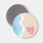 Roze Teenslippers op de strandmagneet Magneet (Voorkant / Achterkant)