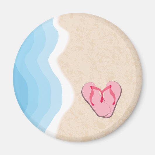 Roze Teenslippers op de strandmagneet Magneet (Voorkant)