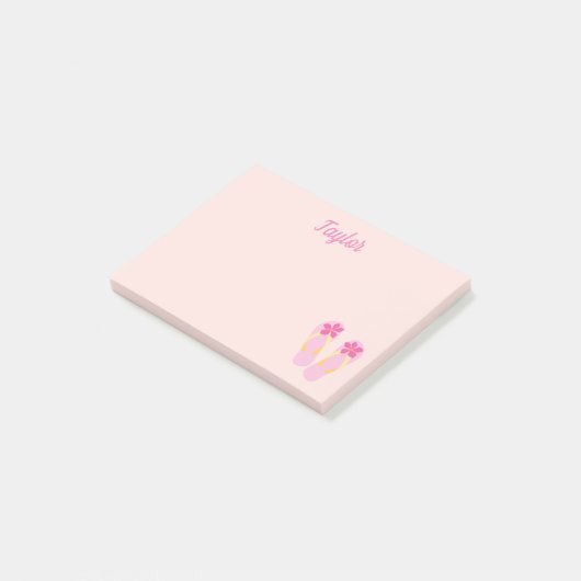 Roze teenslippers Post-it® Notes (Schuin)