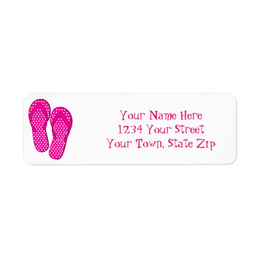 Roze Teenslippers Retouradreslabels Etiket (Voorkant)