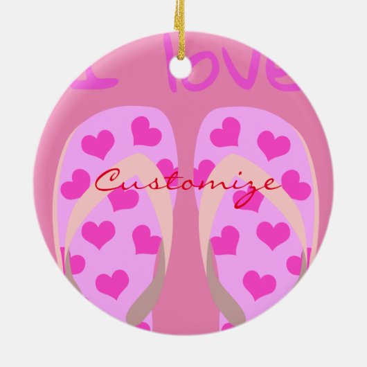 Roze Teenslippers Thunder_Cove Keramisch Ornament (Achterkant)