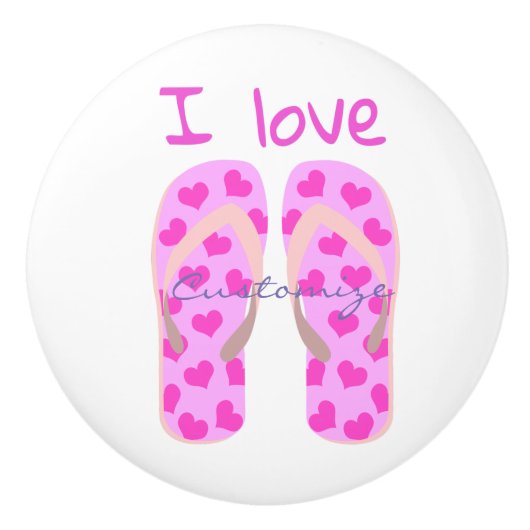 Roze Teenslippers Thunder_Cove Keramische Knop (Voorkant)