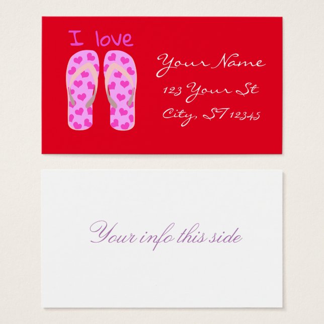 Roze Teenslippers Thunder_Cove Visitekaartje (Voorkant /achterkant)
