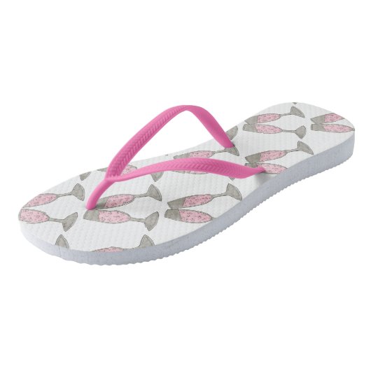 Roze Teenslippers van champagne Glass Bride Weddin (Schuin)