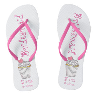 Roze Teenslippers van het Heart Cupcake Bridesmaid