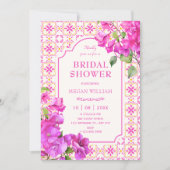 Roze tegel bloemrijke bruidsshower kaart (Voorkant)