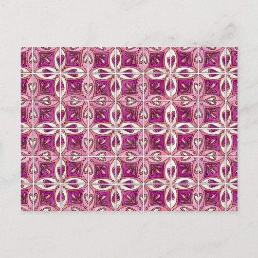 Roze tegel Design 2 - Harten Briefkaart (Voorkant)