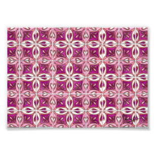 Roze tegel Design 2 - Harten Foto Afdruk