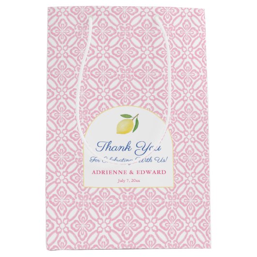 Roze Tegel Italiaanse Citroenen Trouw Welkom Medium Cadeauzakje (Voorkant)