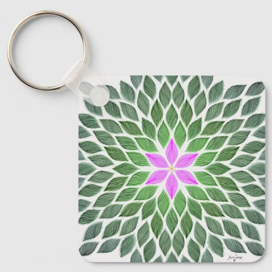 roze tegel sleutelhanger (Voorkant)