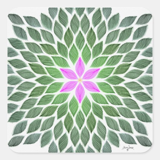 roze tegel vierkante sticker (Voorkant)