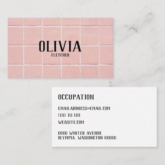 Roze tegel visitekaartje (Voorkant / Achterkant)