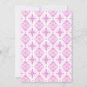 Roze tegelpatroon bloemkunst save the date (Achterkant)