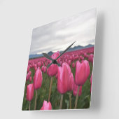 Roze tegels bloemen acryl wandklok (Hoek)