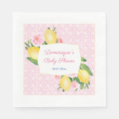  Roze Tegels Lemons Meisje Baby shower Party Servet (Voorkant)