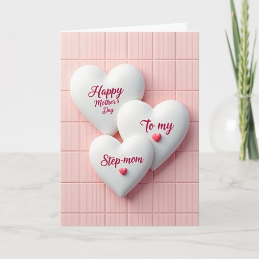 Roze Tegels Stiefmoeder Dag Kaart (Voorkant)
