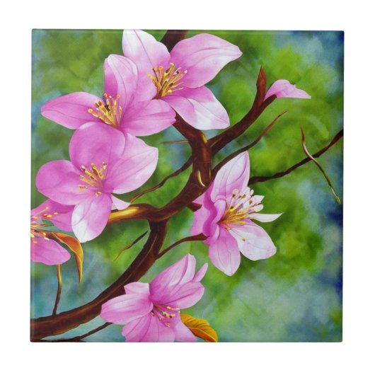 Roze Tegels van het decoratieve Floral-keramische Tegeltje (Voorkant)