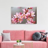 Roze tegen een grijze hemel Japanse Cherry Blossom Canvas Afdruk (Insitu (Woonkamer))