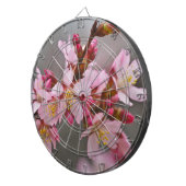 Roze tegen een grijze hemel Japanse Cherry Blossom Dartbord (Voorkant Rechts)