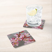 Roze tegen een grijze hemel Japanse Cherry Blossom Kartonnen Onderzetters (Insitu)