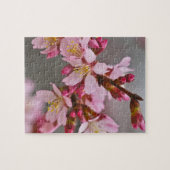 Roze tegen een grijze hemel Japanse Cherry Blossom Legpuzzel (Horizontaal)