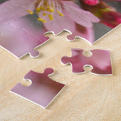 Roze tegen een grijze hemel Japanse Cherry Blossom Legpuzzel (Zijkant)