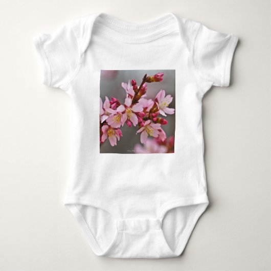 Roze tegen een grijze hemel Japanse Cherry Blossom Romper (Voorkant)