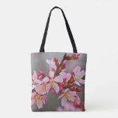 Roze tegen een grijze hemel Japanse Cherry Blossom Tote Bag (Achterkant)