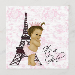 Roze  teile Paris Baby Girl Shower Kaart