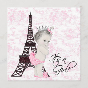 Roze teile Paris Baby Girl Shower Kaart