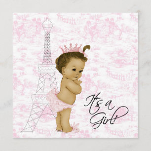 Roze  teile Paris Baby Girl Shower Kaart
