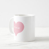 Roze Teken Hart met Eigen Naam of Tekst Koffiemok (Voorkant links)