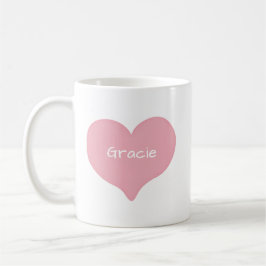 Roze Teken Hart met Eigen Naam of Tekst Koffiemok