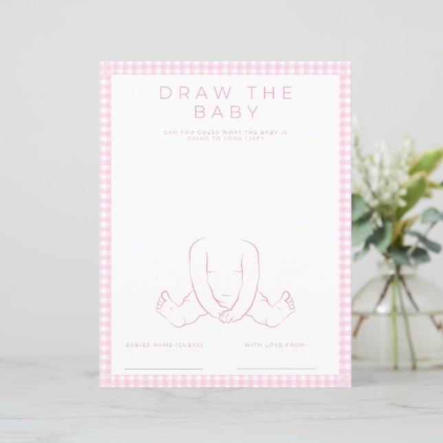 Roze Teken het Baby shower Spel Papier Blad (Staand voorkant)