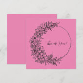 Roze tekening van de grote inkt bedankkaart (Voorkant / Achterkant)