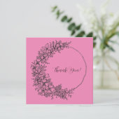 Roze tekening van de grote inkt bedankkaart (Staand voorkant)