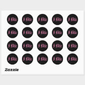 Roze tekst "I Bite" Ronde Sticker (Vel)