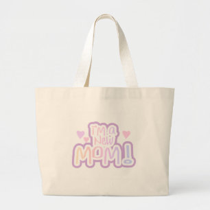 Roze tekst Ik ben een nieuwe mam Grote Tote Bag