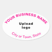 Roze tekst van het bedrijfspatroon op witte Sticke Ovale Sticker (Voorkant)