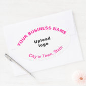 Roze tekst van het bedrijfspatroon op witte Sticke Ovale Sticker (Envelop)