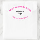 Roze tekst van het bedrijfspatroon op witte Sticke Ovale Sticker (Tas)